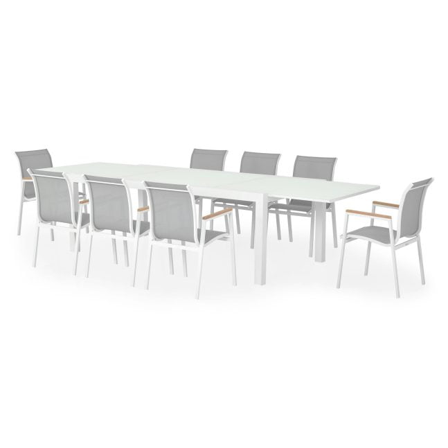 ARTIMES/STREAM Set mobilier terasă și grădină, 8 scaune și masă extensibilă