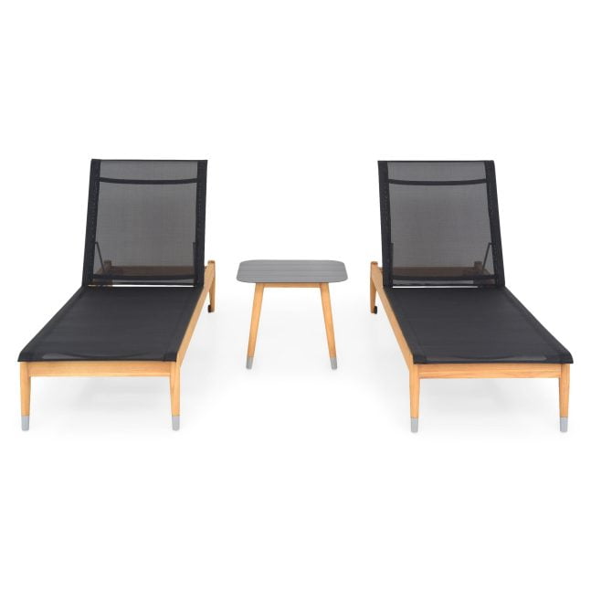 MENORCA Set mobilier terasă/grădină, 2 șezlonguri și măsuță