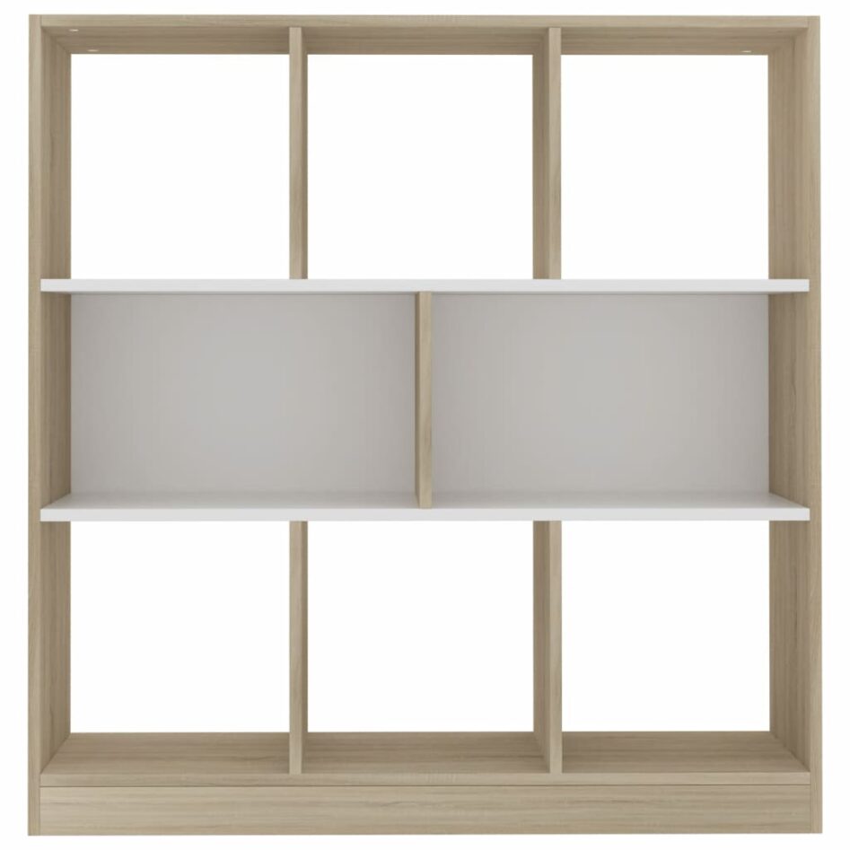 Bibliotecă, alb/stejar sonoma, 97,5x29,5x100 cm, lemn prelucrat - imagine 4