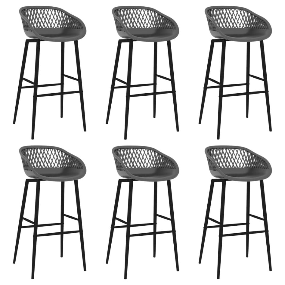 Set mobilier de bar, 7 piese, alb și gri - imagine 6