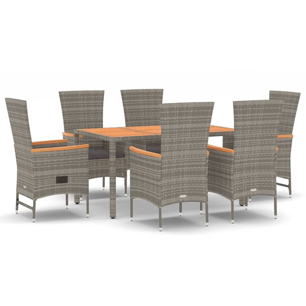 VXL8720845800048 a en hd 1 Set mobilier de grădină cu perne, 7 piese, gri, poliratan Set mobilier de grădină cu perne, 7 piese, gri, poliratan - imagine 2