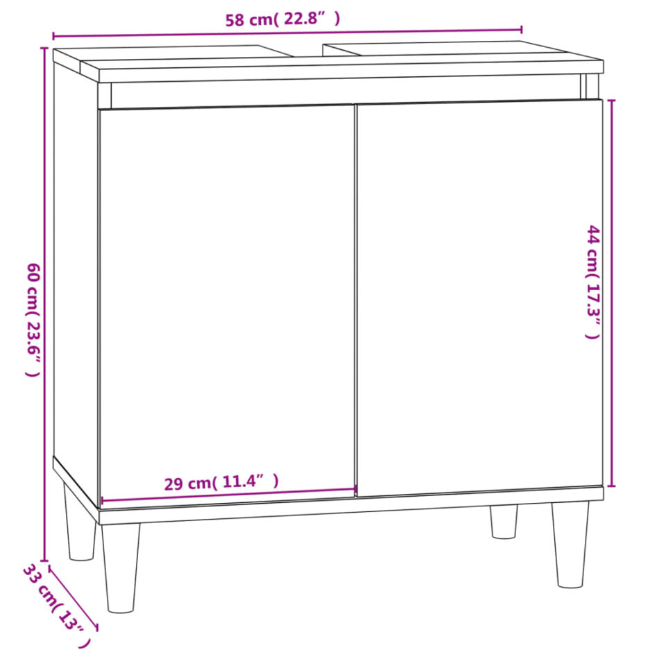 Set mobilier de baie, 3 piese, stejar maro, lemn prelucrat - imagine 9