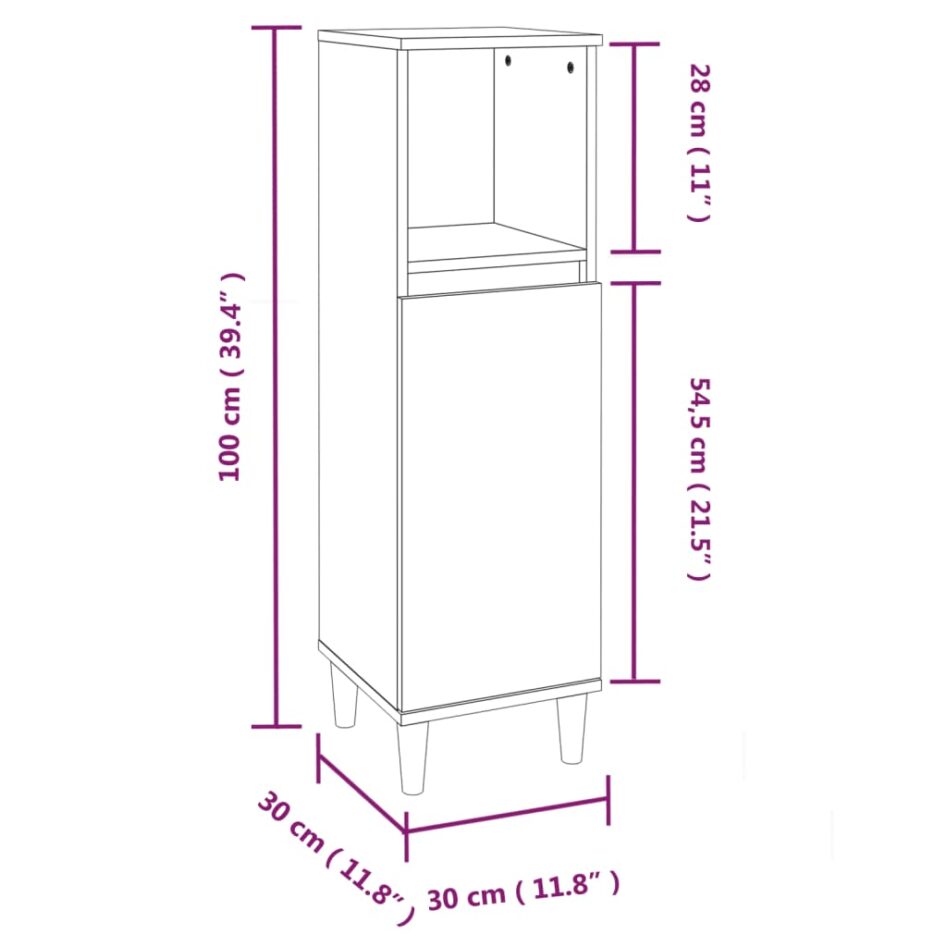 Set mobilier de baie, 3 piese, stejar maro, lemn prelucrat - imagine 11