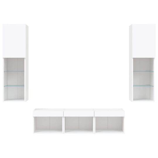 VXL8721012470194 g en hd 5 Unități de perete TV cu LED-uri, 5 piese, alb, lemn prelucrat VXL8721012470194 g en hd 5