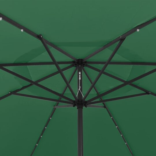 Alternative view of Umbrelă soare de grădină cu LED-uri, verde, 400 cm