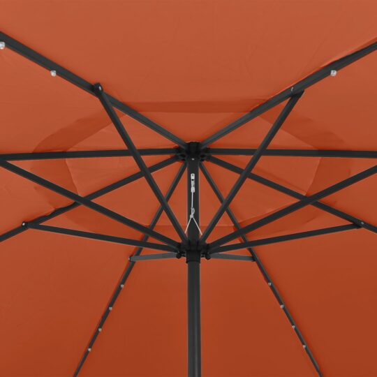 Alternative view of Umbrelă soare de grădină cu LED-uri, cărămiziu, 400 cm