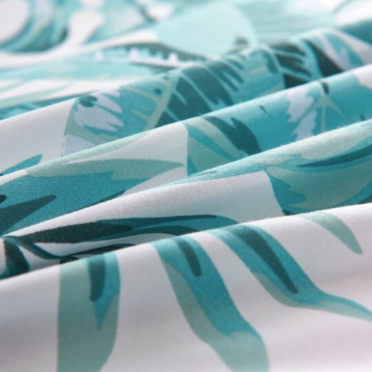 Alternative view of Set husă pilotă, imprimeu frunze, verde, 140x200/60x70 cm