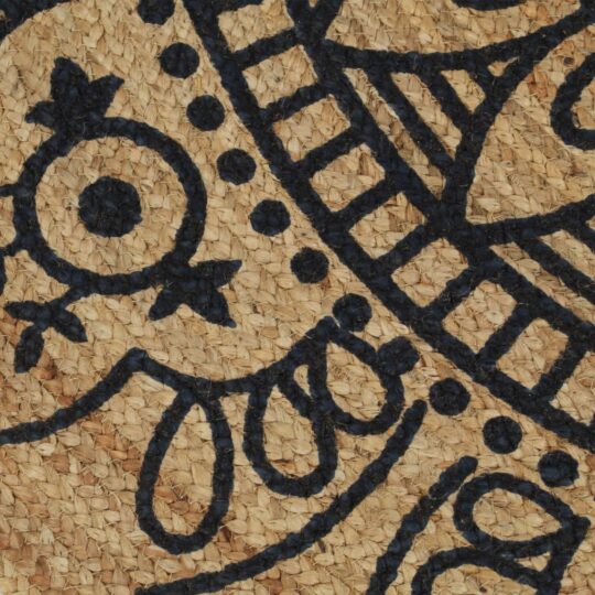 Alternative view of Covor manual cu imprimeu albastru închis, 120 cm, iută