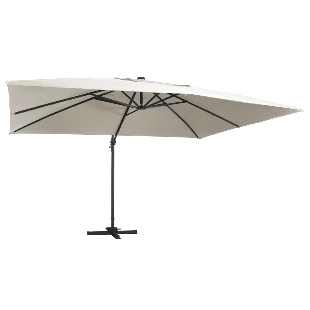 VXL8719883759050 a en hd 1 Umbrelă în consolă cu LED, stâlp din aluminiu nisipiu 400x300cm Umbrelă în consolă cu LED, stâlp din aluminiu nisipiu 400x300cm