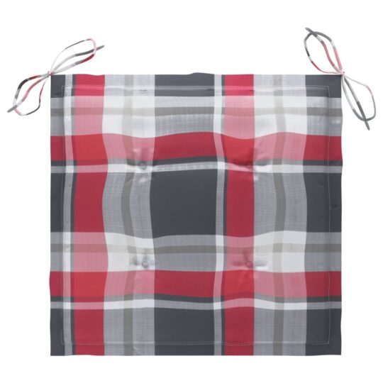 VXL8720286266670 g en hd 5 Scaune grădină perne roșii model carouri, 2 buc. lemn masiv tec VXL8720286266670 g en hd 5