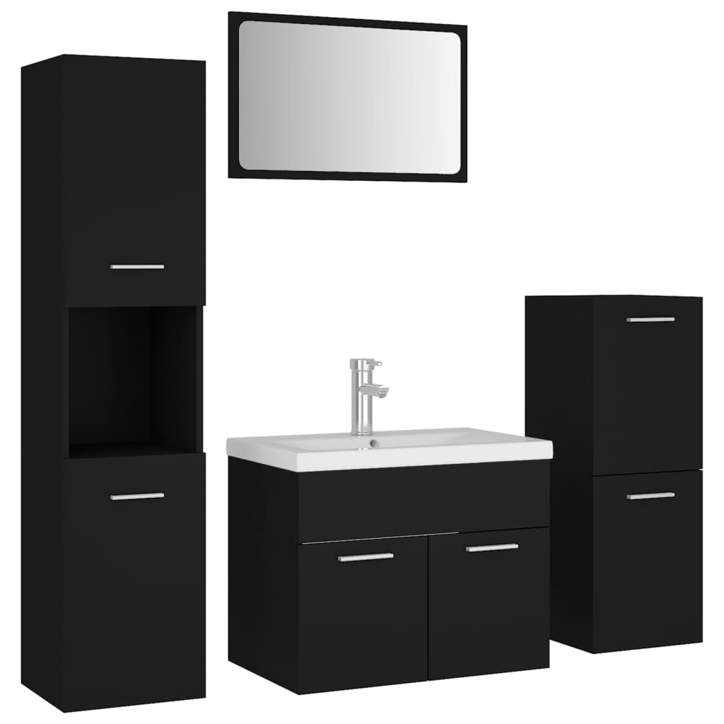 VXL8720286376010 a en hd 1 Set mobilier de baie, negru, lemn prelucrat Set mobilier de baie, negru, lemn prelucrat - imagine 2