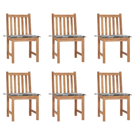 Scaune de grădină cu perne, 6 buc, lemn masiv de tec