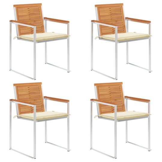Scaune de grădină cu perne, 4 buc., lemn masiv de salcâm