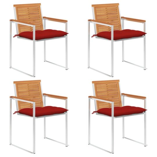 Scaune de grădină cu perne, 4 buc., lemn masiv de acacia