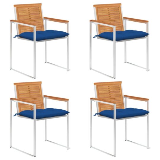 Scaune de grădină cu perne, 4 buc., lemn masiv de acacia