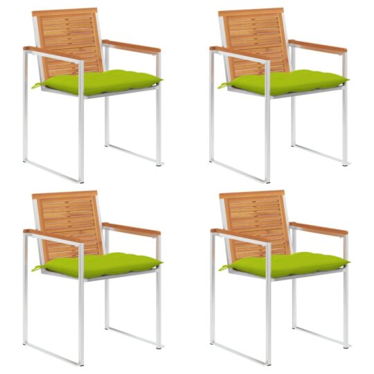 Scaune de grădină cu perne, 4 buc., lemn masiv de acacia