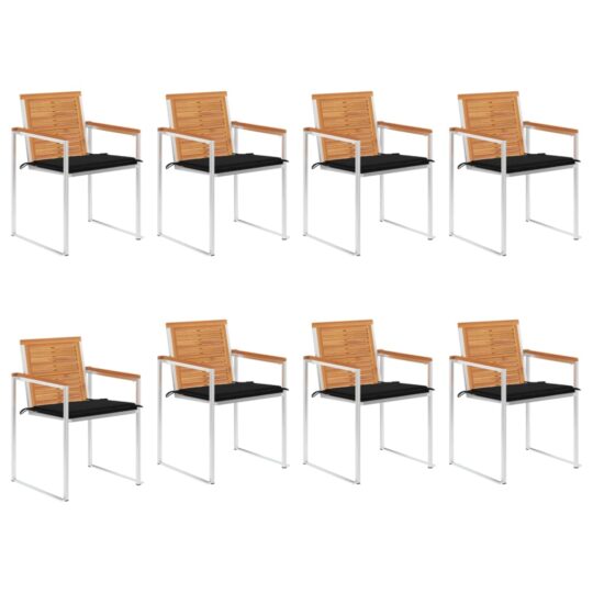 Scaune de grădină cu perne, 8 buc., lemn masiv de acacia