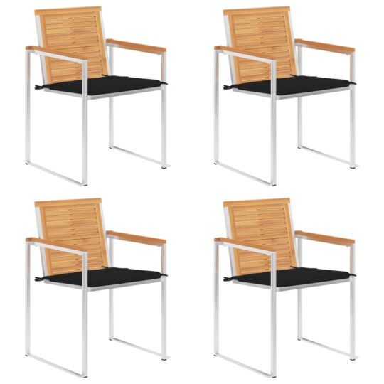 Scaune de grădină cu perne, 4 buc., lemn masiv de tec