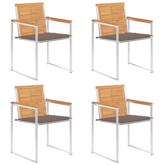 Scaune de grădină cu perne, 4 buc., lemn masiv de tec