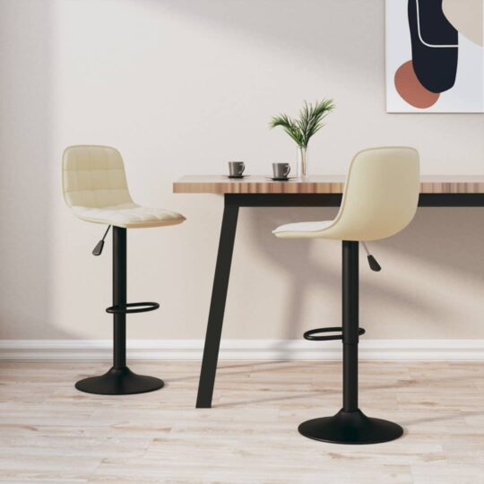 Scaune de bar, 2 buc., crem, catifea