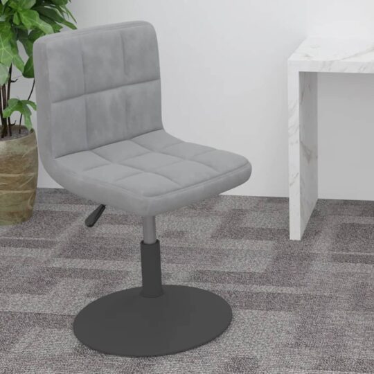 Scaun de bar pivotant, gri deschis, catifea