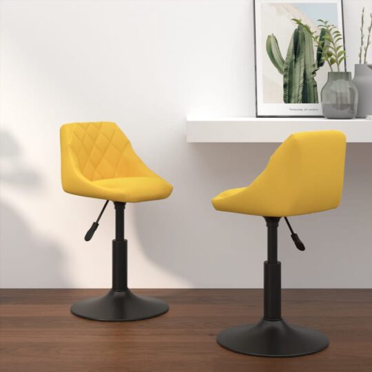 Scaune de bucătărie pivotante, 2 buc., galben muștar, catifea
