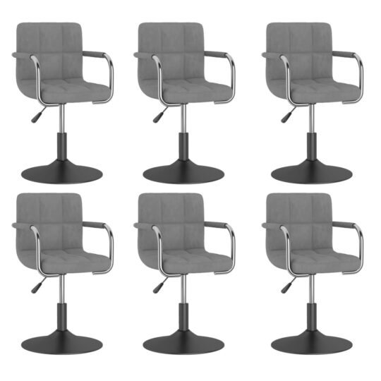 Alternative view of Scaune de sufragerie pivotante 6 buc, gri deschis, catifea