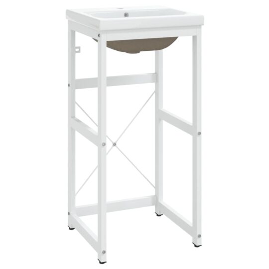 Alternative view of Cadru lavoar baie cu chiuvetă încorporată, alb, fier