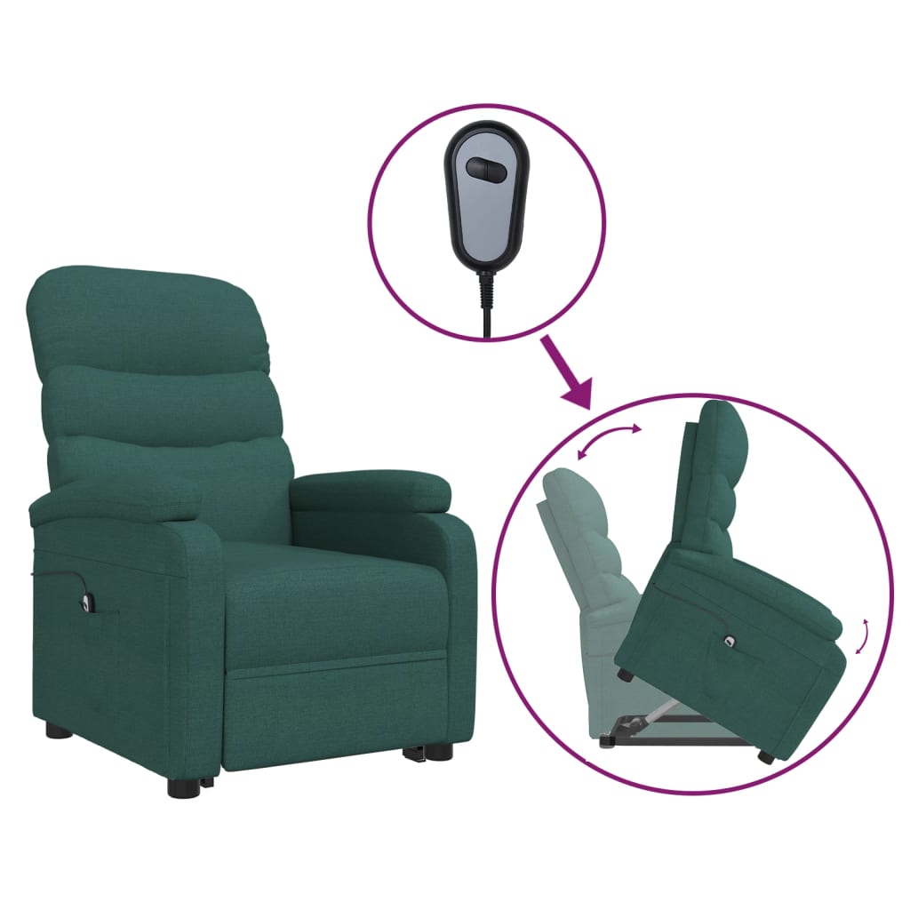 VXL8720287177739 a en hd 1 Fotoliu cu ridicare, verde închis, material textil Fotoliu cu ridicare, verde închis, material textil - imagine 2