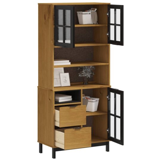 VXL8720845459277 g en hd 1 Dulap cu uși din sticlă „FLAM”, 80x40x180 cm, lemn masiv de pin VXL8720845459277 g en hd 1