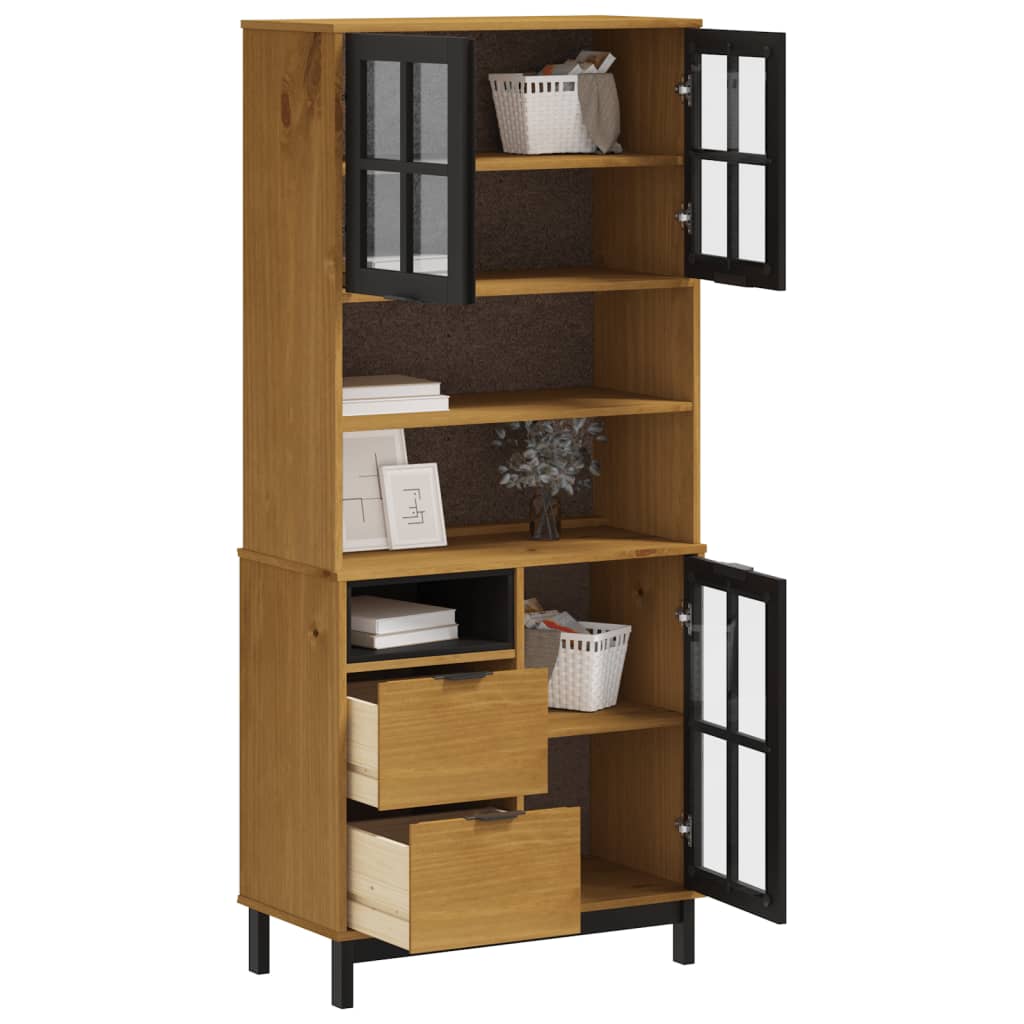 VXL8720845459277 g en hd 1 Dulap cu uși din sticlă „FLAM”, 80x40x180 cm, lemn masiv de pin Dulap cu uși din sticlă „FLAM”, 80x40x180 cm, lemn masiv de pin - imagine 3