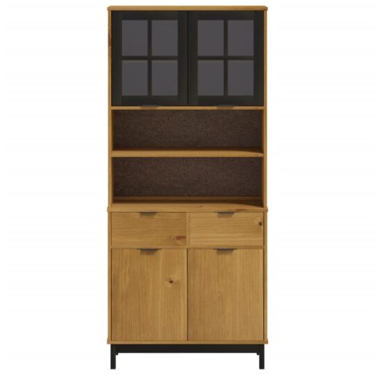 VXL8720845459284 g en hd 3 Dulap cu uși din sticlă „FLAM”, 80x40x180 cm, lemn masiv de pin VXL8720845459284 g en hd 3