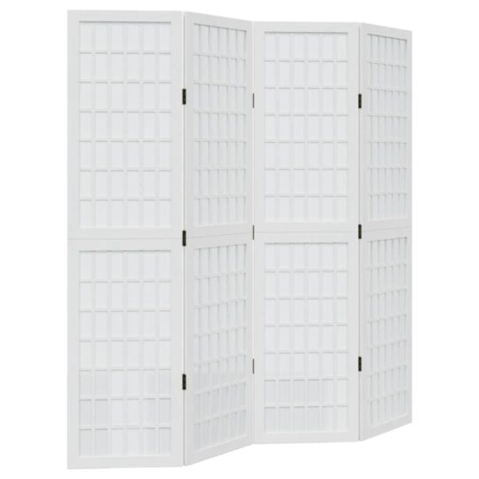 Alternative view of Paravan cameră 4 panouri, alb, lemn masiv paulownia