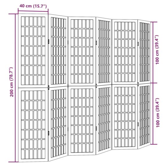 VXL8721012074910 g en hd 6 Paravan cameră 6 panouri, alb, lemn masiv paulownia VXL8721012074910 g en hd 6