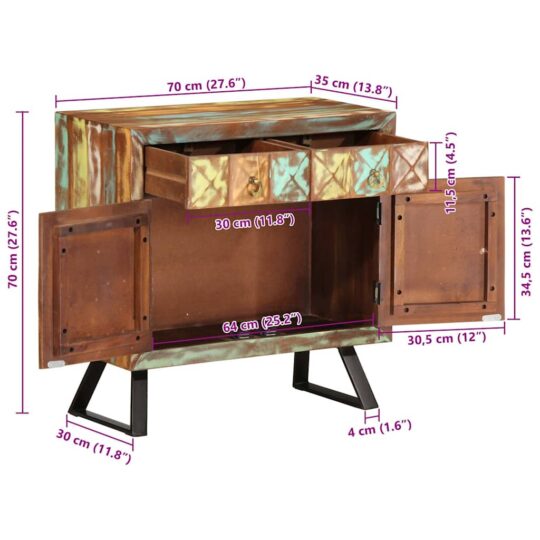 VXL8721012136755 g en hd 10 Dulap/sertar multicolor 70x35x70 cm lemn masiv reciclat VXL8721012136755 g en hd 10