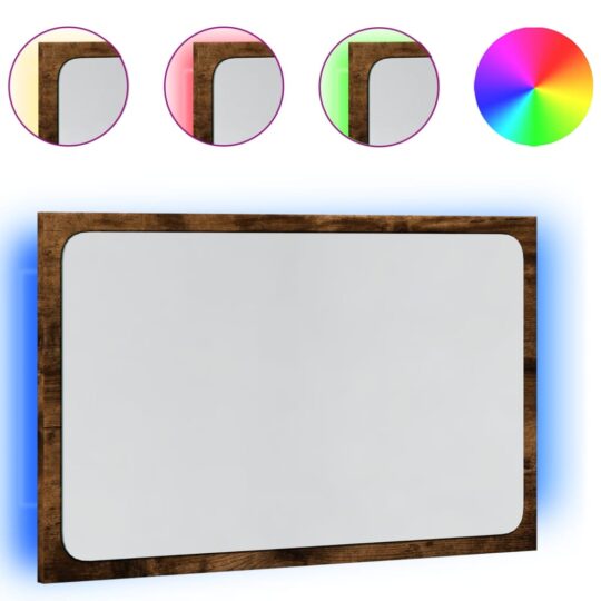 Alternative view of Oglindă de baie LED, stejar sonoma, 60x8,5x38 cm lemn prelucrat