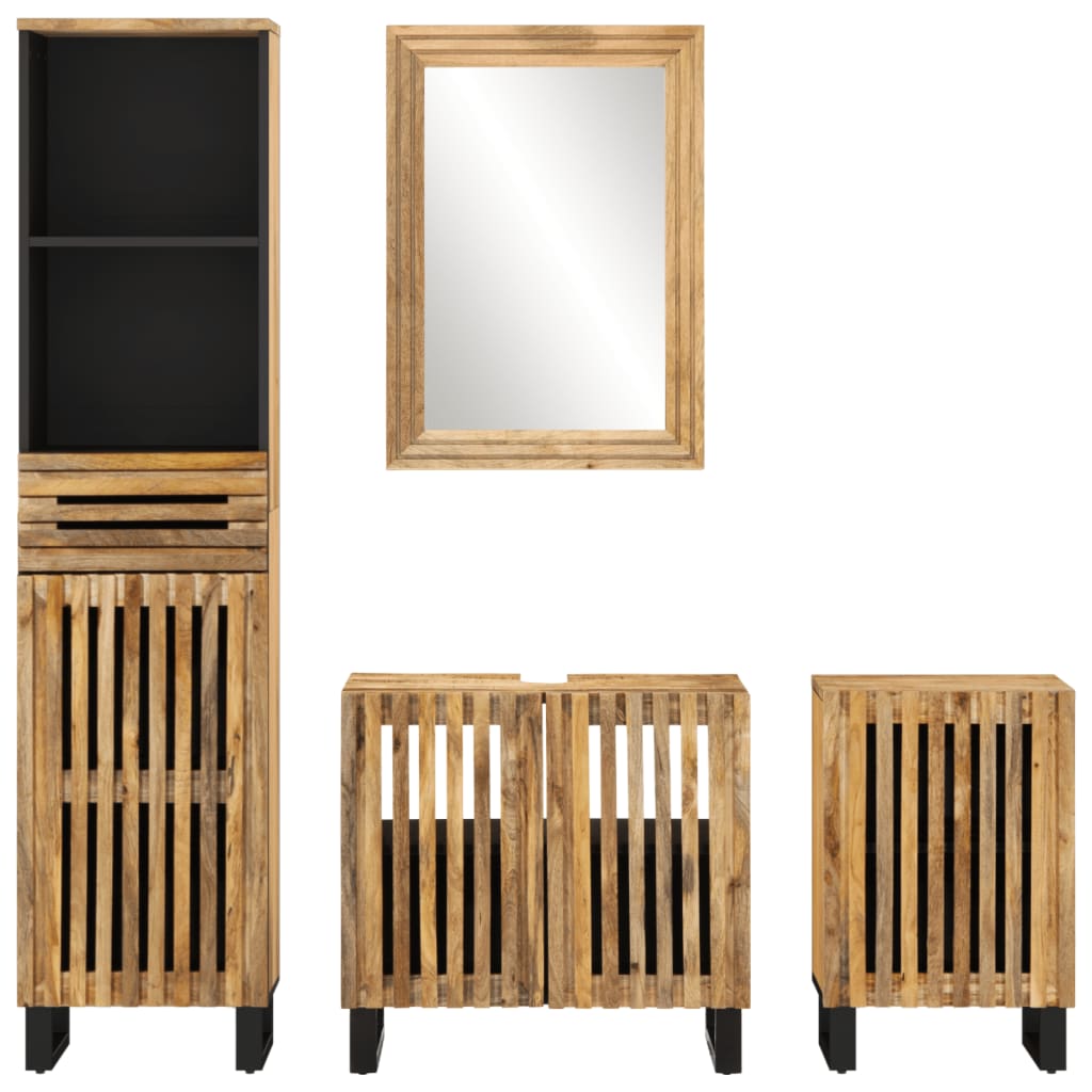 VXL8721012988965 g en hd 2 Set mobilier de baie, 4 piese, lemn masiv de mango brut Set mobilier de baie, 4 piese, lemn masiv de mango brut - imagine 3