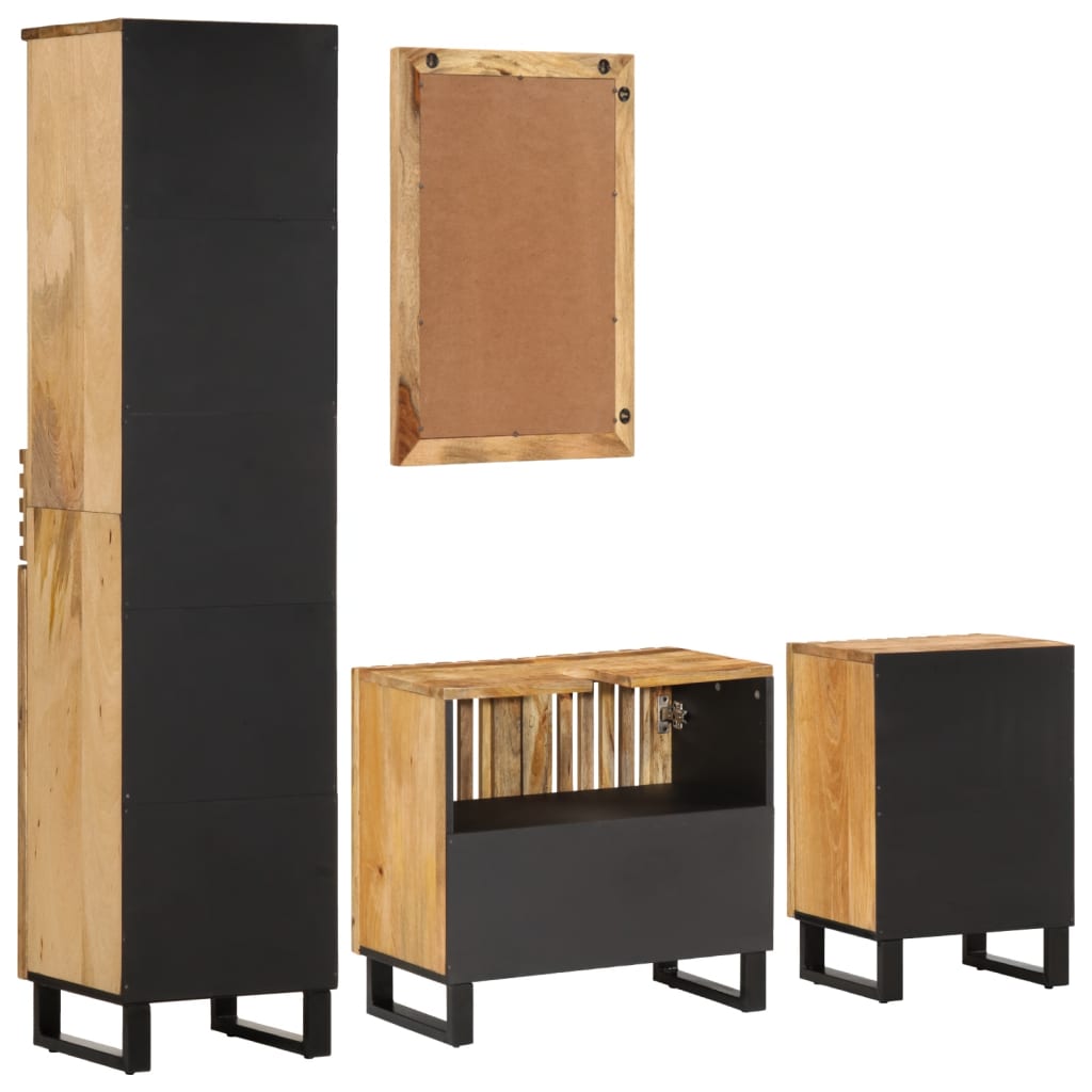 VXL8721012988965 g en hd 3 Set mobilier de baie, 4 piese, lemn masiv de mango brut Set mobilier de baie, 4 piese, lemn masiv de mango brut - imagine 4