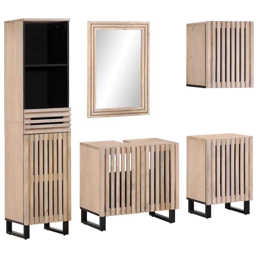VXL8721012989092 a en hd 1 Set mobilier de baie, 5 piese, lemn masiv de mango Set mobilier de baie, 5 piese, lemn masiv de mango
