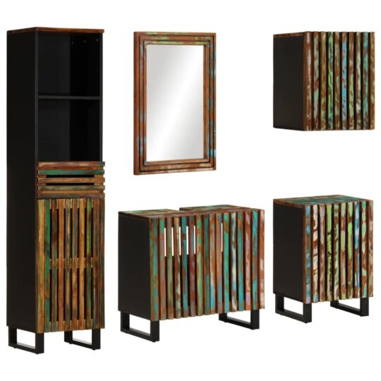 Set mobilier de baie, 5 piese, lemn masiv de acacia