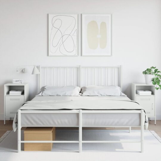 Noptiere, 2 buc., alb, 36x39x68 cm, oțel