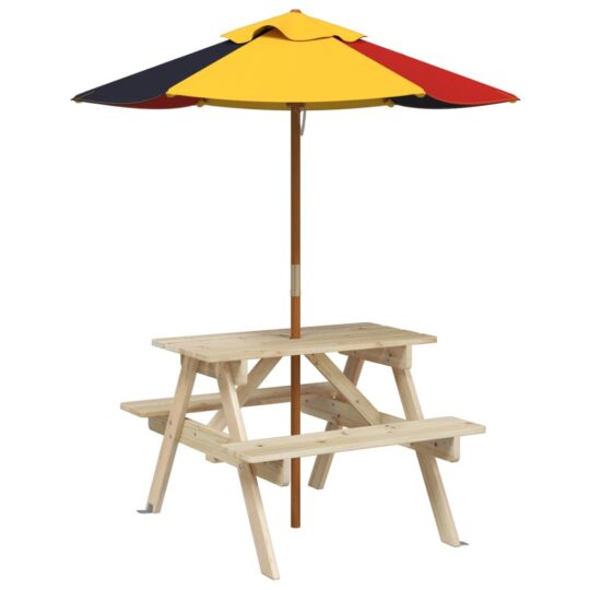 VXL8721102642678 a en hd 1 Masă de picnic pentru 4 copii, cu umbrelă, lemn masiv brad VXL8721102642678 a en hd 1