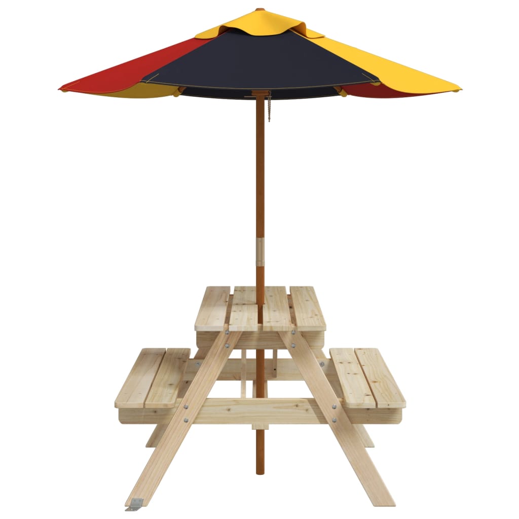 VXL8721102642678 g en hd 2 Masă de picnic pentru 4 copii, cu umbrelă, lemn masiv brad Masă de picnic pentru 4 copii, cu umbrelă, lemn masiv brad - imagine 4