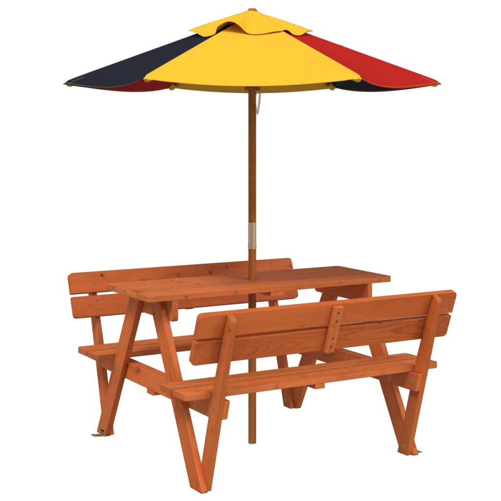 VXL8721102642739 a en hd 1 Masă de picnic pentru 4 copii, cu umbrelă, lemn masiv brad Masă de picnic pentru 4 copii, cu umbrelă, lemn masiv brad - imagine 2