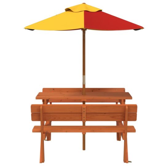VXL8721102642739 g en hd 1 Masă de picnic pentru 4 copii, cu umbrelă, lemn masiv brad VXL8721102642739 g en hd 1