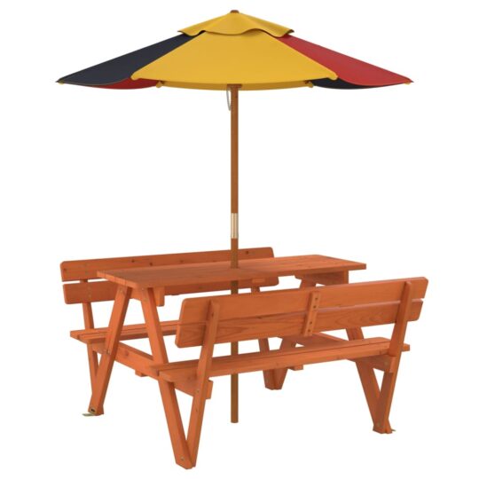 VXL8721102642739 g en hd 3 Masă de picnic pentru 4 copii, cu umbrelă, lemn masiv brad VXL8721102642739 g en hd 3