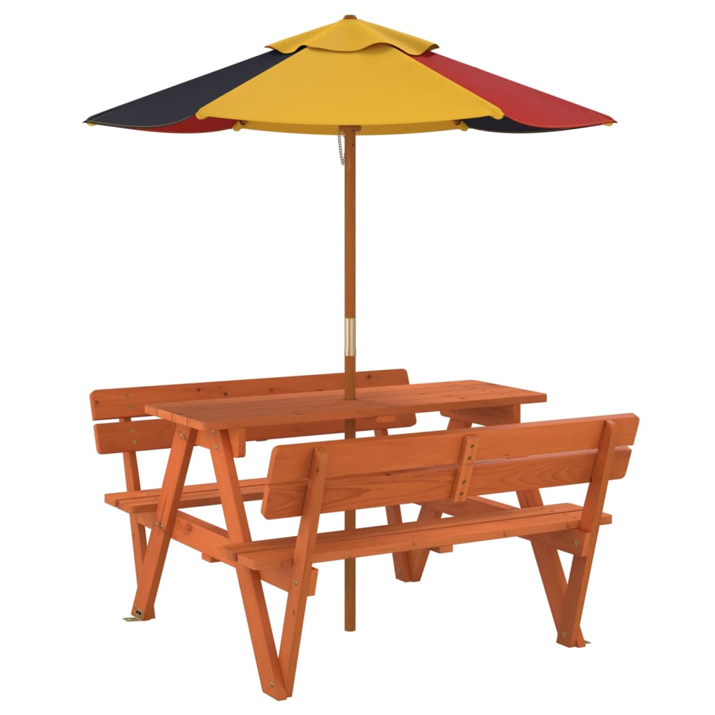 VXL8721102642739 g en hd 3 Masă de picnic pentru 4 copii, cu umbrelă, lemn masiv brad Masă de picnic pentru 4 copii, cu umbrelă, lemn masiv brad - imagine 5