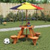 VXL8721102642777 m en hd 1 Masă picnic pentru 4 copii cu umbrelă, rotundă, lemn masiv brad VXL8721102642777 m en hd 1