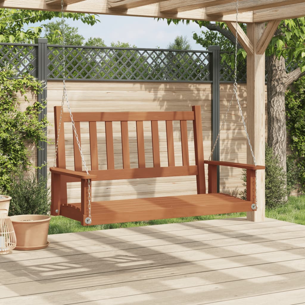 VXL8721102643118 g en hd 1 Bancă balansoar grădină lanțuri metalice, maro, lemn masiv brad Bancă balansoar grădină lanțuri metalice, maro, lemn masiv brad - imagine 3