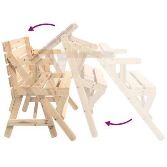 VXL8721102643255 g en hd 5 Masă de picnic cu bănci, lemn masiv brad, convertibilă 2 în 1 VXL8721102643255 g en hd 5